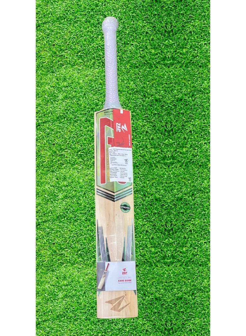 ZAP Classic Match English Willow Cricket Bat | Grade 2 Short Handle - 1200-1219g with Power Curve Profile & Feather-Light Pickup - Image 4